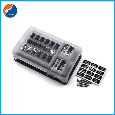 Support négatif positif de boîte de bloc de fusible de barre omnibus de boite à fusible de lame de 12 manières de circuit avec la protection antipoussière d'indicateur de LED