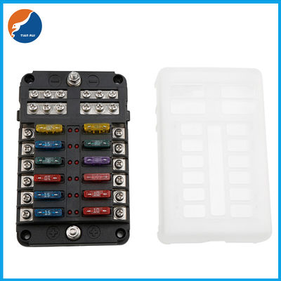 Support négatif positif de boîte de bloc de fusible de barre omnibus de boite à fusible de lame de 12 manières de circuit avec la protection antipoussière d'indicateur de LED
