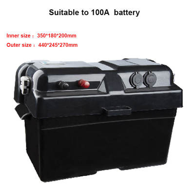 Boîte de batterie imperméable en plastique extérieure de 100A 12V, boîte de batterie de camping d'aventure