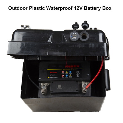 Boîte de batterie imperméable en plastique extérieure de 100A 12V, boîte de batterie de camping d'aventure