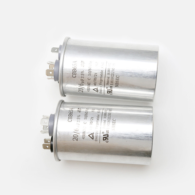 Condensateurs à C.A. du condensateur 450V 20/6uF 5% de film de CBB65A 20uF pour des applications de course de moteur