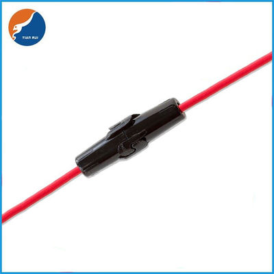 Supports intégrés de logement noirs de fusible de tuyauterie en verre de 5x20mm avec la longueur rouge du fil 18AWG 15CM